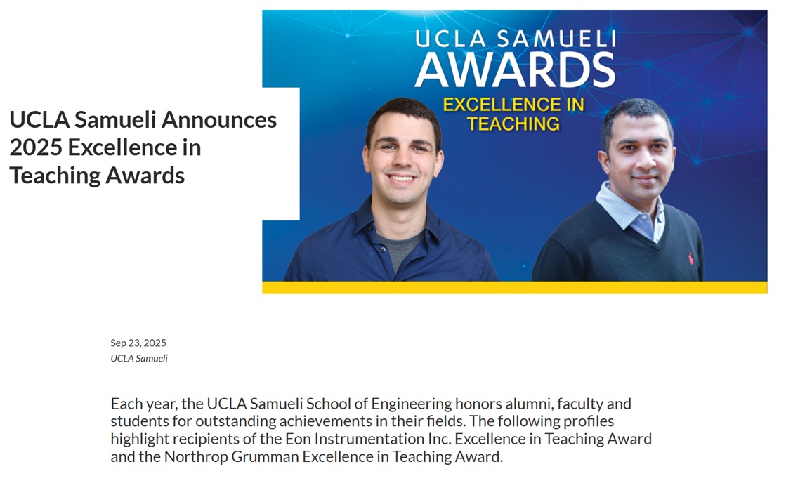 UCLA Samueli Awards Excellence in Teaching 2025